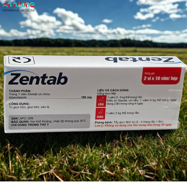 Á Châu ZENTAB - tẩy giun chó mèo - Hộp 20 viên - Ảnh 2