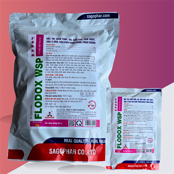 SAGOPHAR FLODOX WSP 1kg (N) - Đặc trị viêm phổi, khô khe, hen khẹc, CRD, CCRD, tiêu chảy phân xanh, phân trắng - 1kg (10in1) - Ảnh 5