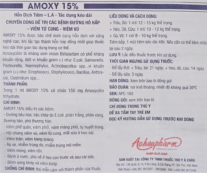 Á CHÂU AMOXY 15% LA - Lọ 100ml - Ảnh 5