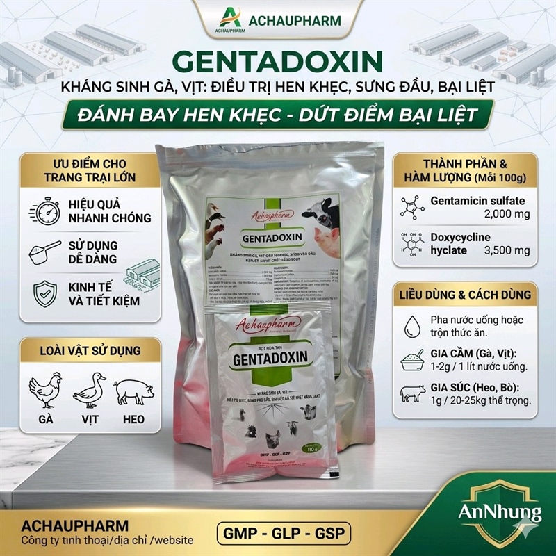Á CHÂU GENTADOXIN - viêm ruột, viêm phổi, sưng phù đầu - 1Kg (10in1) - Ảnh 3