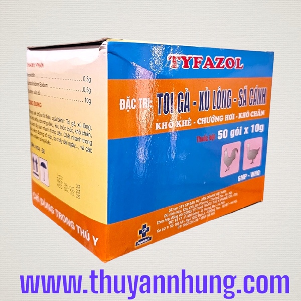 Phavet Tyfazol (Amox) 10gr - Toi Gà rù, Sã Cánh, Xù Lông - Hộp 50 gói - Ảnh 2