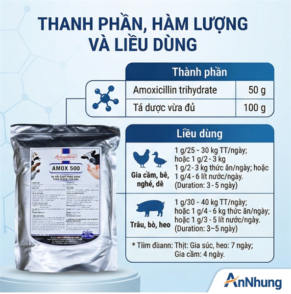 Á CHÂU AMOX 500 - 1kg - Gói 10in1 - Ảnh 3