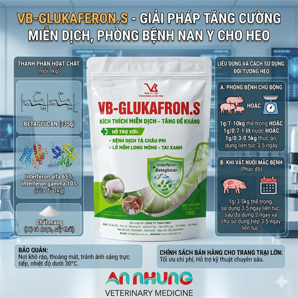 VB GLUKAFERON.S (Heo) 1kg - kháng thể Virus Interferon >70% - Dành cho Heo - 1 kg 10in1 - Ảnh 5