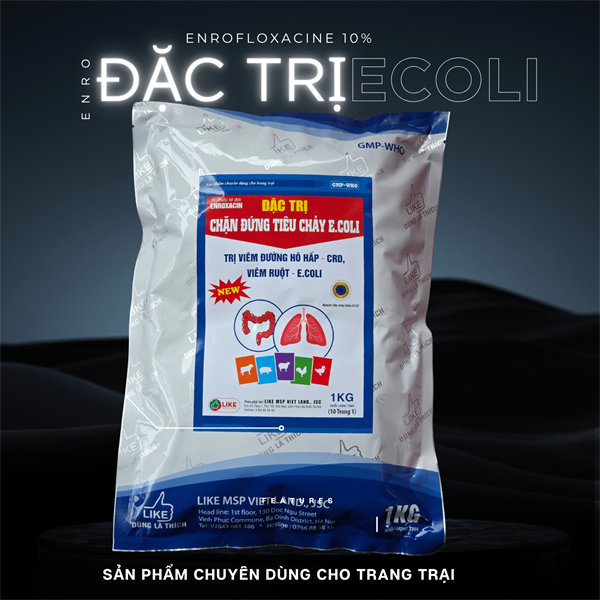 LIKE ENROXACIN ĐẶC TRỊ CHẶN ĐỨNG TIÊU CHẢY E.COLI - 1 Kg - Gói 10in1 - Ảnh 3