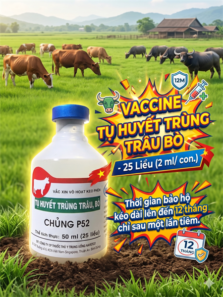 Vaccine Navetco Tụ Huyết Trùng Trâu, Bò (25 Liều) - Lọ 50ml