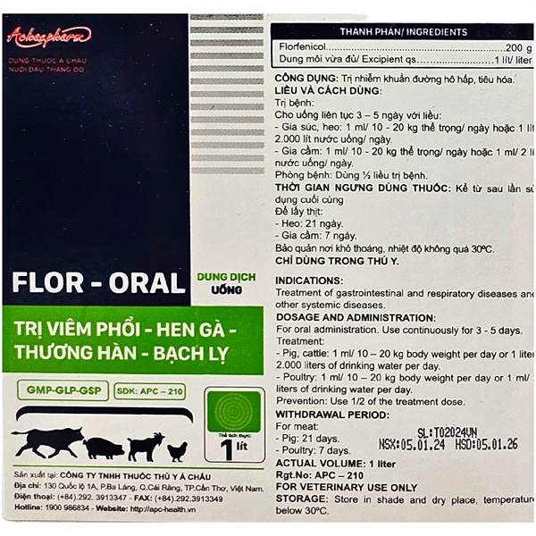 Á CHÂU FLOR 20% Oral 1 lít - Can 1 lít - Ảnh 4