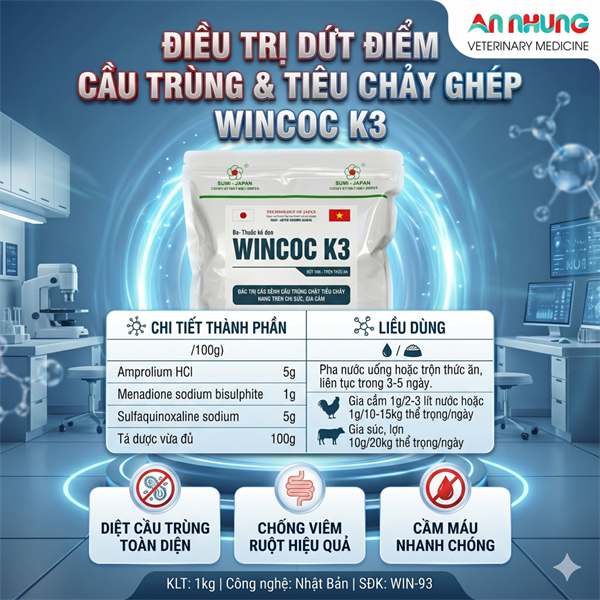 SUMI WINCOC K3 - ANTICOC- 1kg (10in1) - Gói 10in1 - Ảnh 3