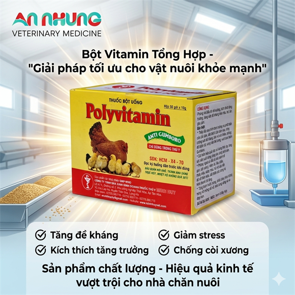 Minh Huy Polyvitamin - Anti gumboro ( Gà) - gói 100g - Ảnh 4