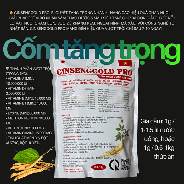 SUMI GINSENG GOLD PRO 1KG - Cốm Nhân Sâm 5 màu tăng trọng - Gói 1kg - Ảnh 4
