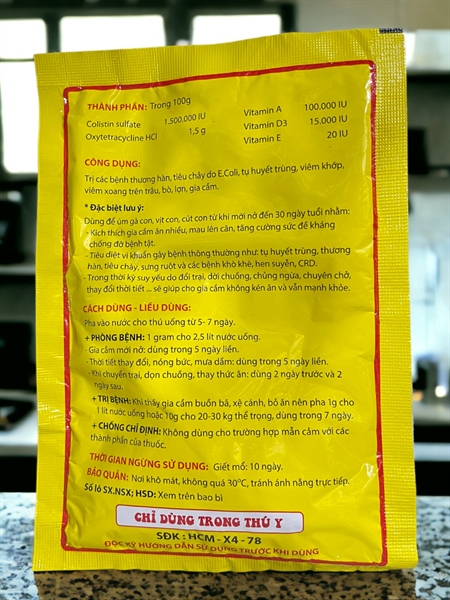 Minh Huy STREPTO TERAMYCIN 100gr - gà rù, gà toi, chướng diều, khò khè, mào thâm, khô chân, xù lông, xã cánh - Gói - Ảnh 3