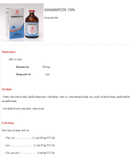 HANVET KANAMYCINE 100ml - Lọ 100ML - Ảnh 2
