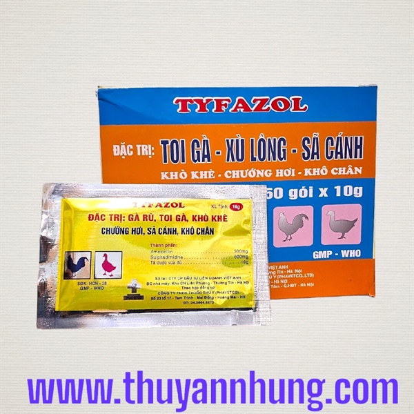 Phavet Tyfazol (Amox) 10gr - Toi Gà rù, Sã Cánh, Xù Lông - Hộp 50 gói - Ảnh 3