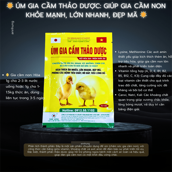 SUMI Úm gia cầm thảo dược 50g - Hộp 20 gói