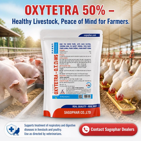 SAGOPHAR ANTI OTC - Oxytetra 50%- 1kg - (N) - Gói 10in1 - Ảnh 4