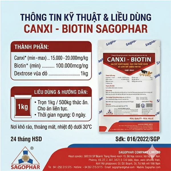 SAGOPHAR CANXI BIOTIN - Gói 1kg - Ảnh 4