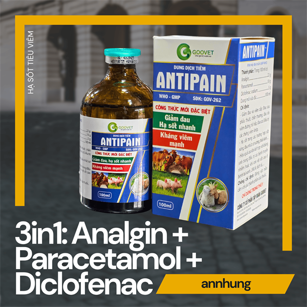 Goovet Antipain 20ml - Hạ sốt, giảm đau, kháng viêm (3in1: Analgil, Paracetamol và Diclofenac) - Chai 20ml - Ảnh 2