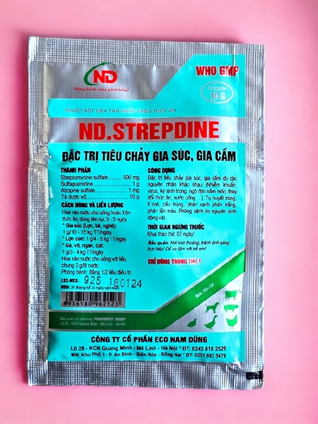 ND Strepdine 10gr - Đặc trị tiêu chảy - Gói - Ảnh 2