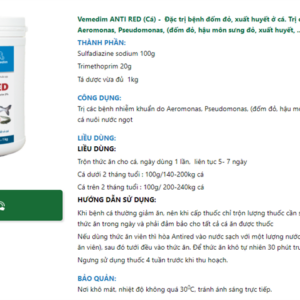 Alternative view of VMD Anti Red 50gr - Đặc trị bệnh đốm đỏ, xuất huyết ở cá - Hộp 20 gói
