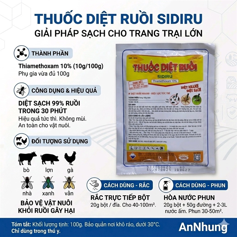 VIAVET SIDIRU - Thuốc diệt ruồi 100gr - Gói