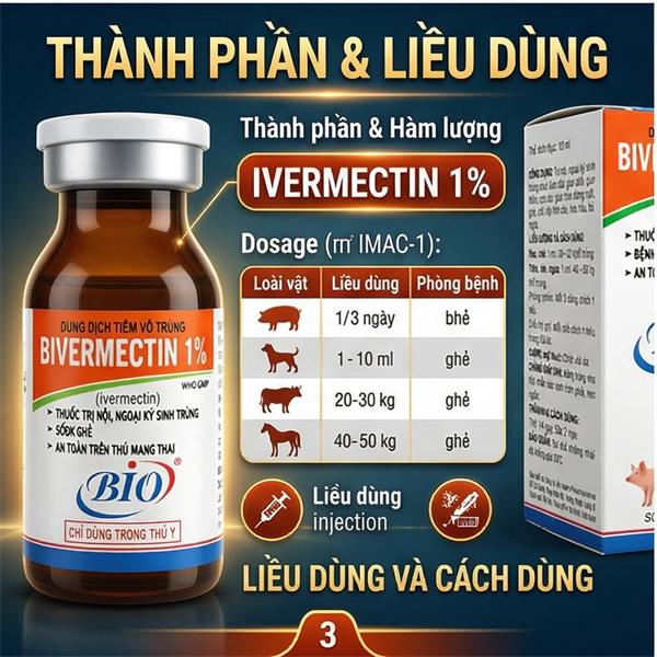 Bivermectin 1% - Chó mèo - Lọ nhỏ 10ml - Ảnh 2