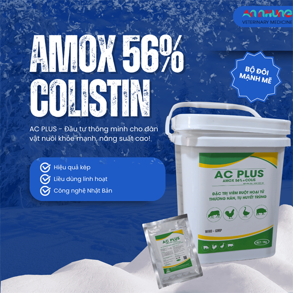SUMI AC PLUS - AMOX 56% + Colistin 120tr - Xô 1kg - xô 10in1 - Ảnh 3