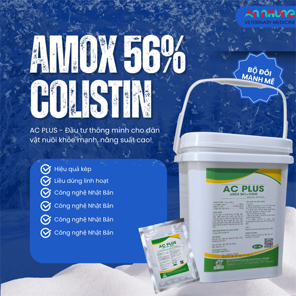 SUMI AC PLUS - AMOX 56% + Colistin 120tr - Xô 1kg - xô 10in1