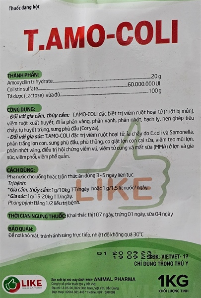 LIKE T. AMO COLI 1kg - AMOX 20% - Gói 10in1 - Ảnh 2