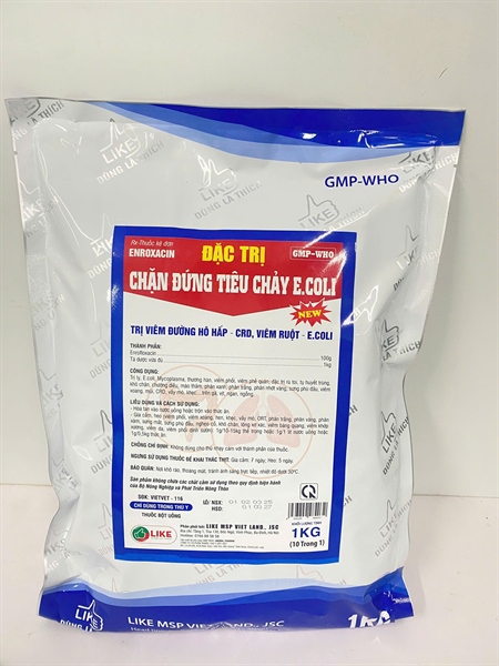 LIKE ENROXACIN ĐẶC TRỊ CHẶN ĐỨNG TIÊU CHẢY E.COLI - 1 Kg - Gói 10in1 - Ảnh 2
