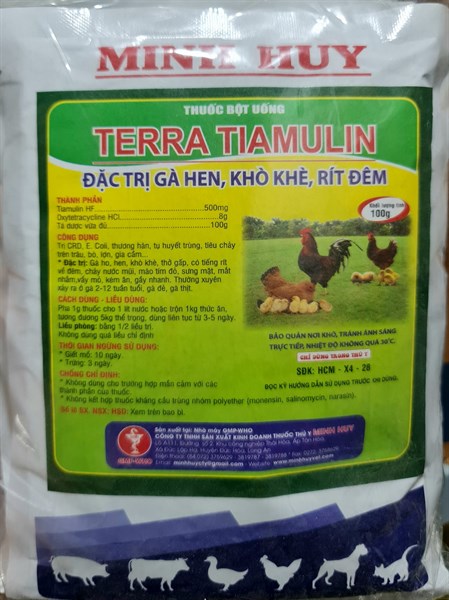 Minh Huy Tera Tiamulin 100gr - Hen gà, Khò khè, rít đêm - gói - Ảnh 3