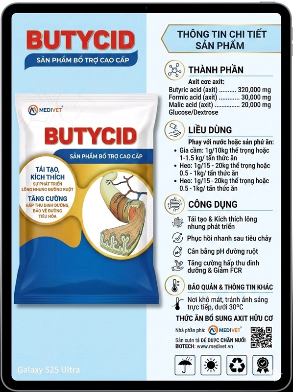 AGRIVIET BUTYCID 1 KG - TÁI TẠO NHUNG MAO, TĂNG CƯỜNG HẤP THU ĐƯỜNG RUỘT - Gói 1 Kg - Ảnh 3
