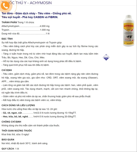 VIAVET CHYMOSIN ORAL 1 Lít - Chai - Ảnh 2