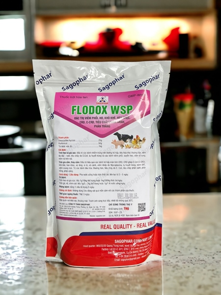 SAGOPHAR FLODOX WSP 1kg (N) - Đặc trị viêm phổi, khô khe, hen khẹc, CRD, CCRD, tiêu chảy phân xanh, phân trắng - 1kg (10in1) - Ảnh 4