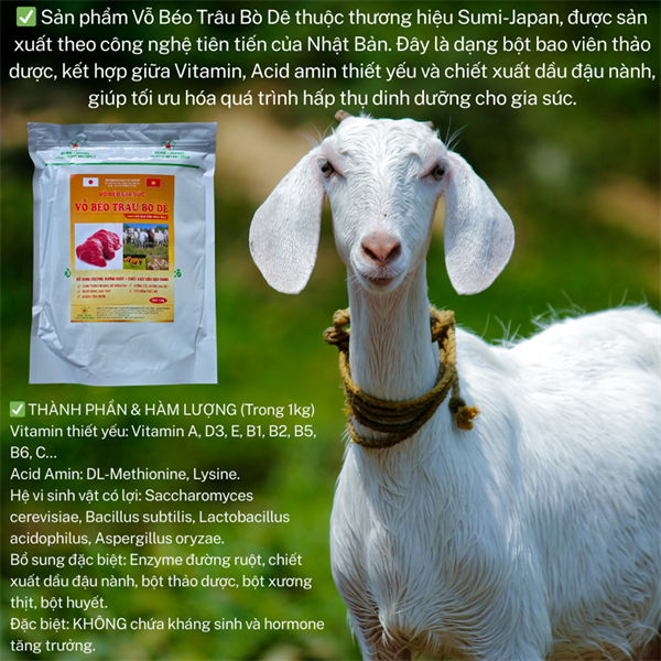 SUMI VỖ BÉO TRÂU BÒ DÊ 1kg - Gói 10in1 - Ảnh 3