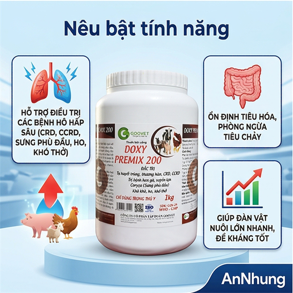 GOOVET DOXY PREMIX 200 - 1kg - Lon 10in1 - Ảnh 4