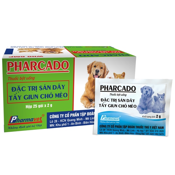 Drich Pharcado (TẨY SÁN DÂY, GIUN Ở CHÓ, MÈO) 2gr - Hộp 25 gói