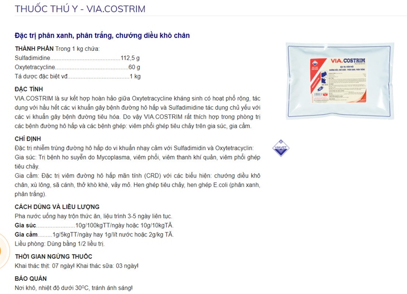VIAVET Costrim 10gr - Hộp 50 gói - Ảnh 2