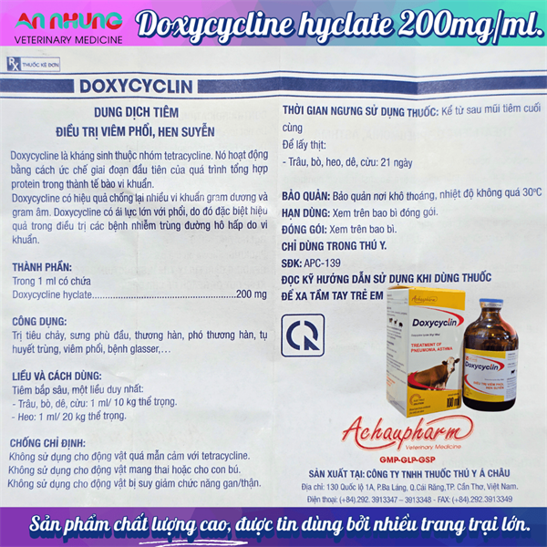 Á CHÂU DOXYCYLIN 20% 100ml - CHAI/100ML - Ảnh 4