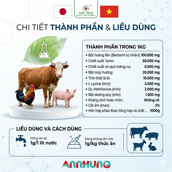 SUMI STREPBERIN THẢO DƯỢC 1kg - Berberin đắc trị tiêu chảy - Gói 10in1 - Ảnh 5