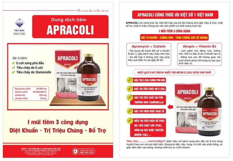 VIAVET APRACOLI - ĐẶC TRỊ E.COLI SƯNG PHÙ ĐẦU, TIÊU CHẢY - Lọ 100ml - Ảnh 5