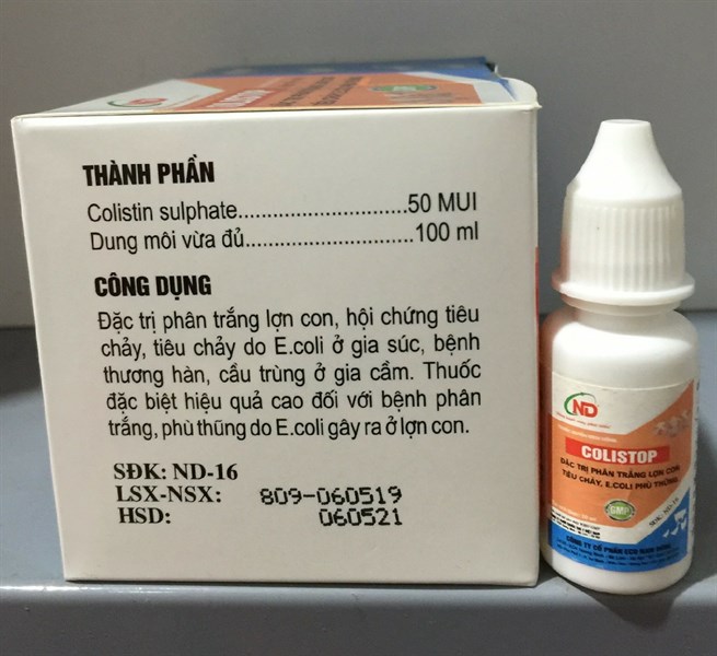 ND ColiStop Oral 10ml - Đặc trị phân trắng lợn con - Hộp 15 lọ - Ảnh 2