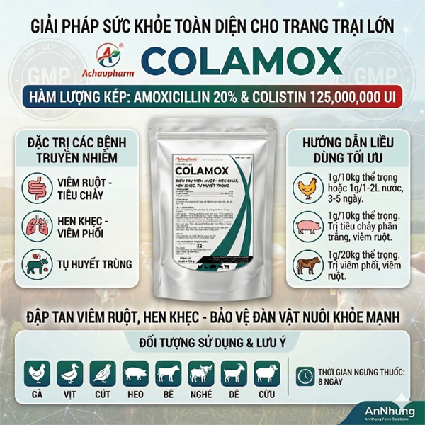 Á CHÂU COLAMOX 1kg - Amox 20% - Gói 10in1