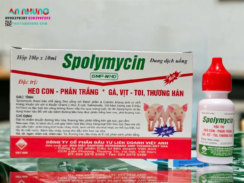 VIAVET Spolymycin Oral 10ml - Colistin, tiêu chảy nước hồng - Hộp 10 lọ - Ảnh 2