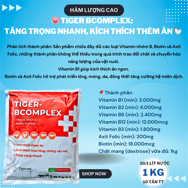TIGERVET BCOMPLEX 1 KG - Gói 1kg (5 in 1) - Ảnh 2