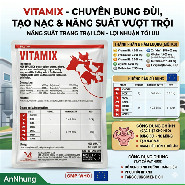 VB VITAMIX 1kg - Vitamin B Complex hàm lượng cao - Gói 1Kg - Ảnh 5