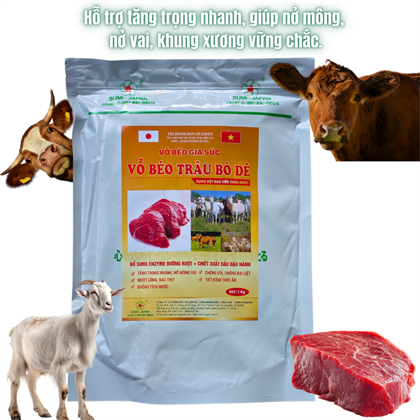 SUMI VỖ BÉO TRÂU BÒ DÊ 1kg - Gói 10in1 - Ảnh 2