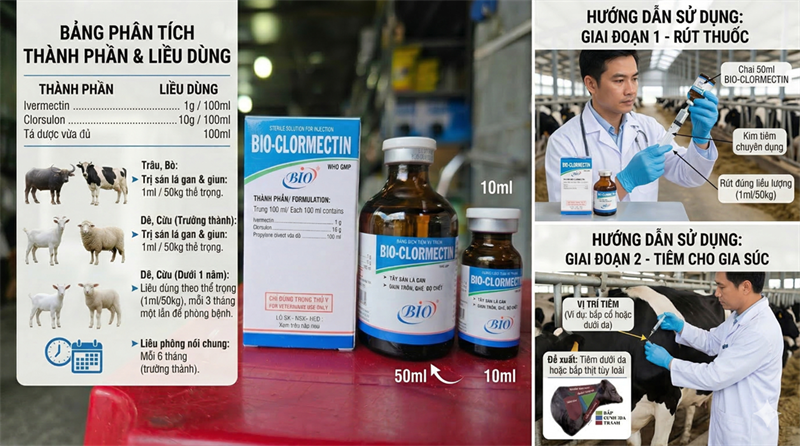 BIO CLORMECTIN - Tẩy Giun và Sán - Lọ 50ml - Ảnh 4
