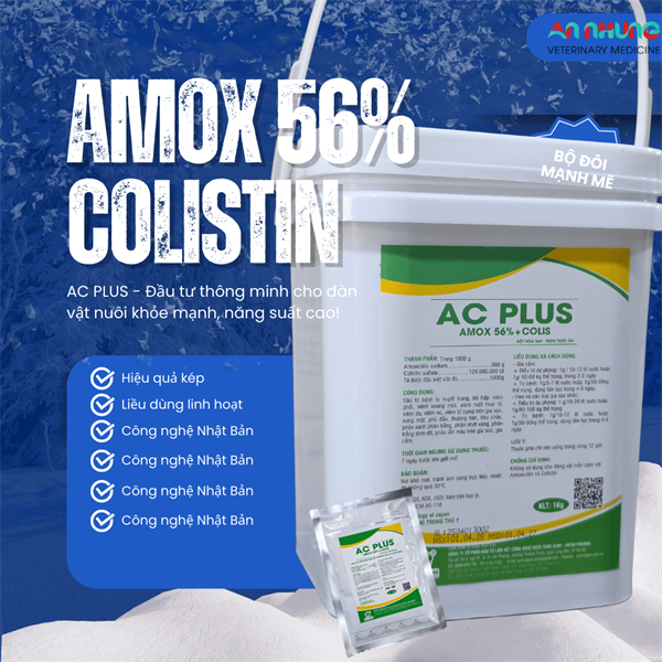 SUMI AC PLUS - AMOX 56% + Colistin 120tr - Xô 1kg - xô 10in1 - Ảnh 2