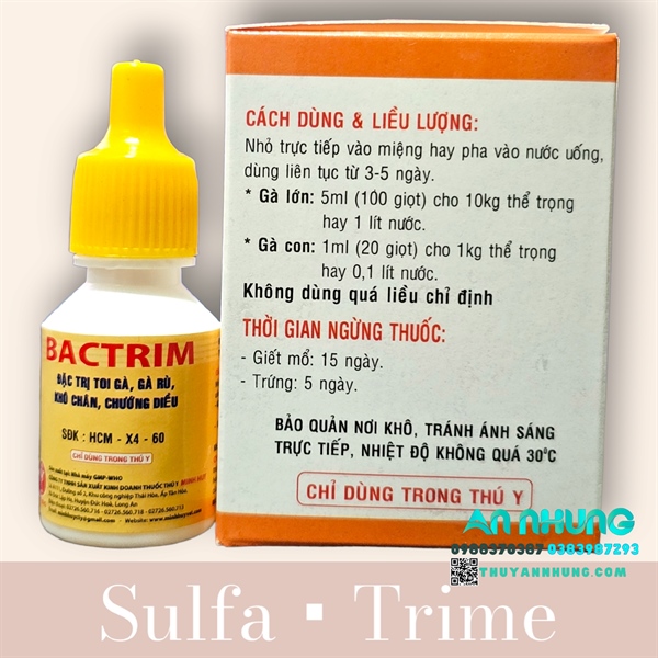 Minh Huy Bactrim ( SulfaTrime ) 10ml - Gà rù, gà toi, khô chân, chướng diều - Lọ - Ảnh 2