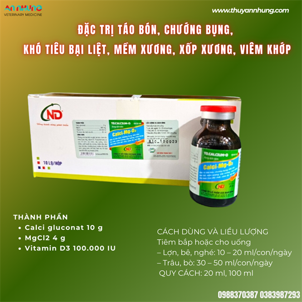 ND Calcium MG D3 20ml - Hộp 10 lọ - Ảnh 2