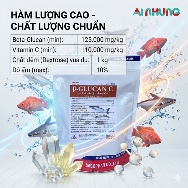 (THỦY SẢN) SAGOPHAR GLUCAN C + B12 - Gói 1 Kg Xá - Ảnh 4